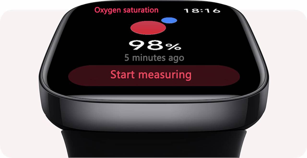 سنجش سطح اشباع اکسیژن در خون با ساعت هوشمند redmi watch 3