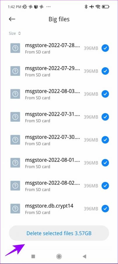 فایل های mgstore را انتخاب و حذف کنید